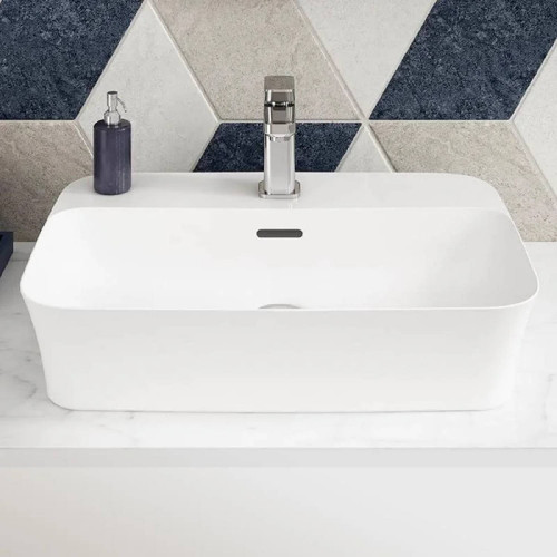 Lavabo ultrasottile rettangolare 55x38 cm da appoggio Ipalyss bianco l
