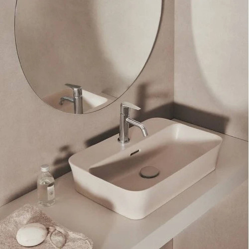 Lavabo ultrasottile rettangolare 55x38 cm da appoggio Ipalyss bianco l