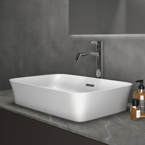 Lavabo ultrasottile rettangolare 55x38 cm Ipalyss bianco lucido - Idea