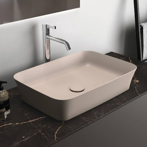 Lavabo ultrasottile rettangolare 55x38 cm Ipalyss visone – Ideal Stand