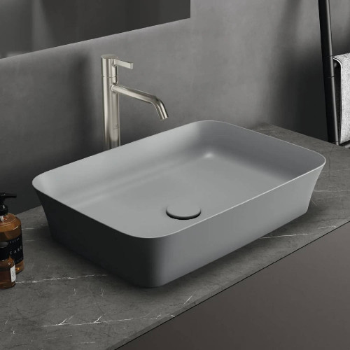 Lavabo ultrasottile rettangolare 55x38 cm Ipalyss cemento - Ideal Stan