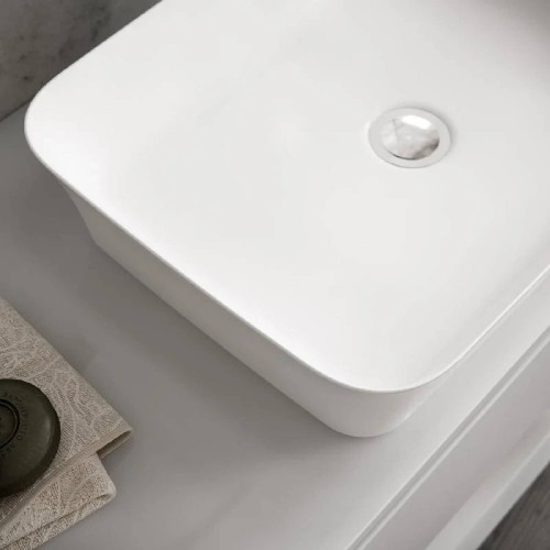 Lavabo ultrasottile rettangolare 55x38 cm da appoggio Ipalyss bianco l