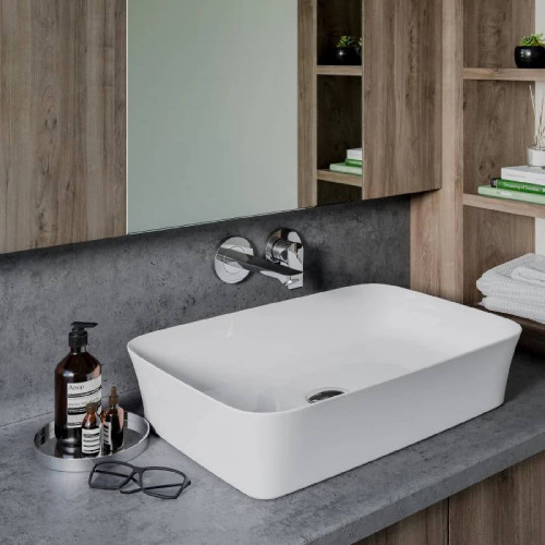 Lavabo ultrasottile rettangolare 55x38 cm da appoggio Ipalyss bianco l