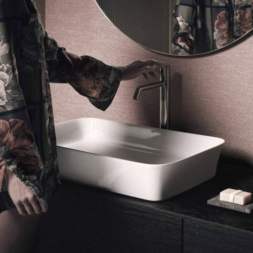 Lavabo ultrasottile rettangolare 65x40 cm da appoggio con troppopieno
