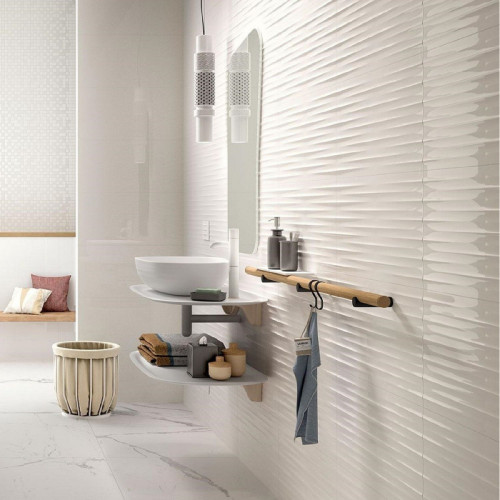 Color Code Bianco Strutturato Drape 3D Satinato 30x60 cm - Marazzi