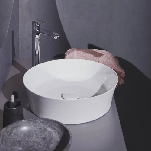 Lavabo ultrasottile tondo 40x40 cm da appoggio Ipalyss bianco lucido –
