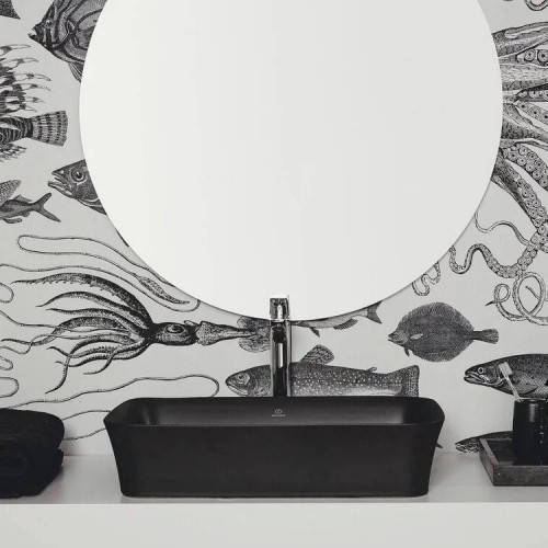 Lavabo ultrasottile rettangolare 65x40 cm da appoggio Ipalyss nero opa