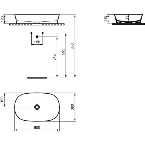 Lavabo ultrasottile ovale 60x38 cm Ipalyss rosa pallido | Ideal Standa