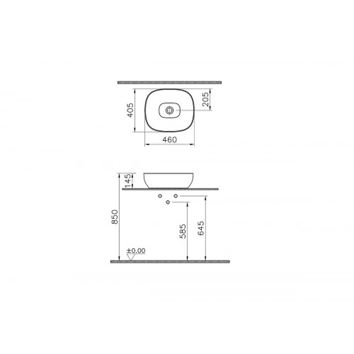 Lavabo catino Outline Square nero opaco Vitra