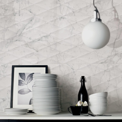 Allmarble Wall Altissimo 3D Pavé Lux 40x120 cm - Marazzi | Piastrelle