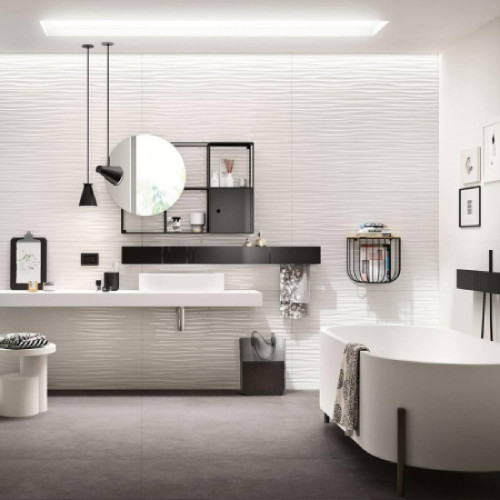 Essenziale Struttura Wave 3D Lucido 40x120 cm Rettificato - Marazzi