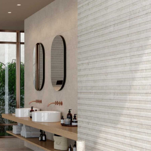 Alba Greige Walltone 3D Strutturato Rettificato 30x90 cm - Piastrelle