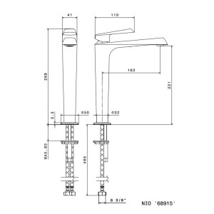 Miscelatore monocomando versione alta per lavabo senza scarico cromo - 2