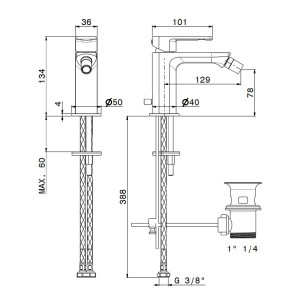 Miscelatore Bidet con Scarico Haka Cromo - Newform | Eleganza e Funzio 2