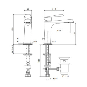 Miscelatore monocomando per lavabo con scarico 1″1/4 cromo - Newform 2