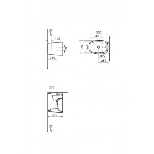 Bidet a terra filomuro Plural bianco lucido - Vitra
