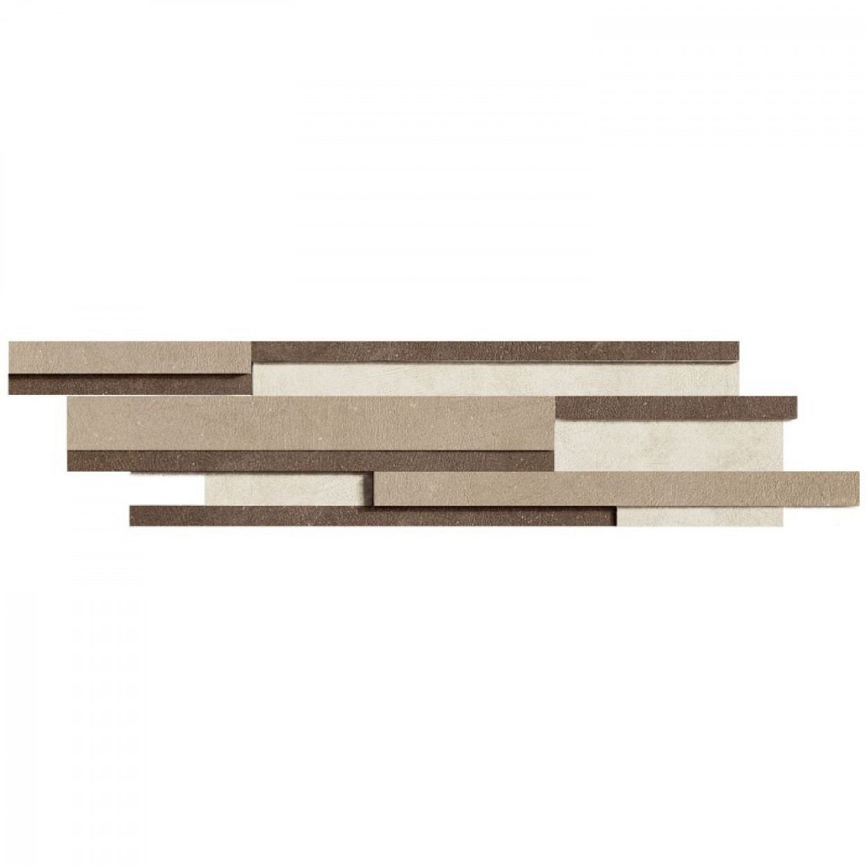 Industrial Modulo Listello Ivory/Moka/Taupe Mix 3D 15x60 cm - Florim