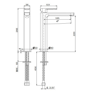 Miscelatore Monocomando Alto per Lavabo senza Scarico Haka - Newform 2