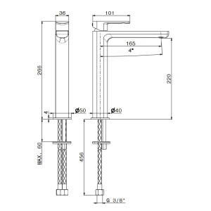 Miscelatore lavabo monocomando alto senza scarico Haka Newform - Elega 2