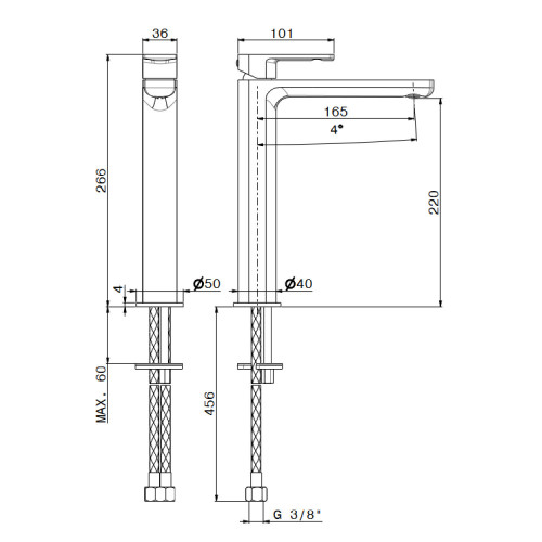 Miscelatore lavabo monocomando alto senza scarico Haka Newform - Elega