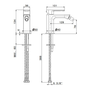 Miscelatore bidet senza scarico Haka - Newform 2