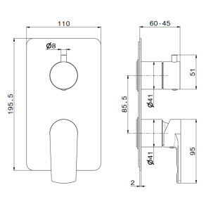 Miscelatore Monocomando Incasso con Deviatore 2 Uscite Haka Newform 2