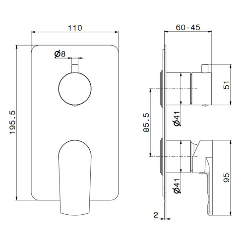 Miscelatore Monocomando Incasso con Deviatore 2 Uscite Haka Newform