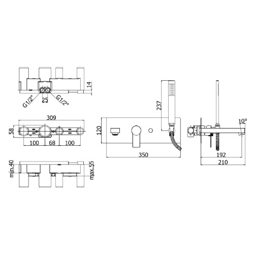 Miscelatore vasca a parete con duplex cromo - Paffoni