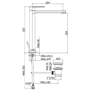Miscelatore lavabo prolungato senza scarico Tango cromo - Paffoni 2