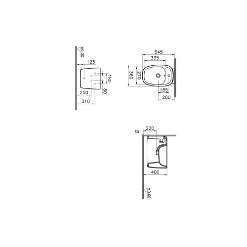 Bidet sospeso Plural 55 cm bianco lucido - Vitra