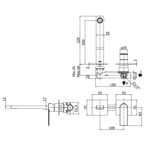 Miscelatore lavabo a parete con bocca 200 mm Tango  cromo - Paffoni 2