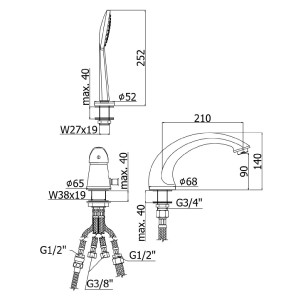 Miscelatore bordo vasca Duemila cromato - Paffoni 2