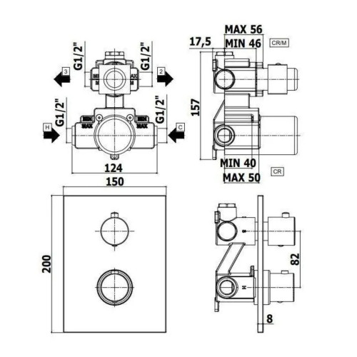 Miscelatore termostatico incasso doccia a 2 uscite Light - Paffoni