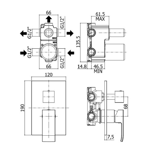 Miscelatore doccia leva standard Level cromo - Paffoni