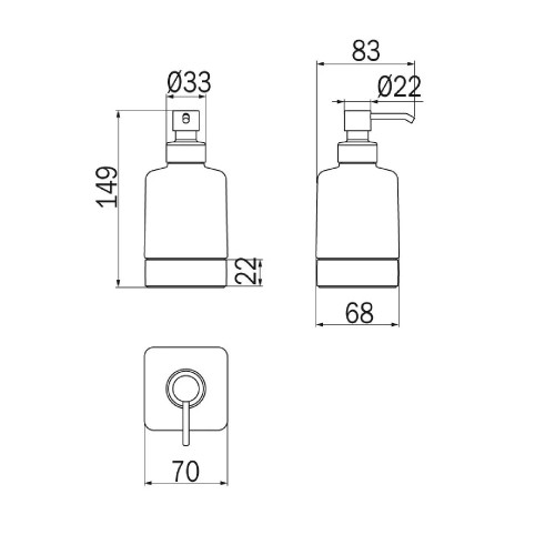 Dispenser sapone da appoggio con contenitore in vetro satinato ed erog