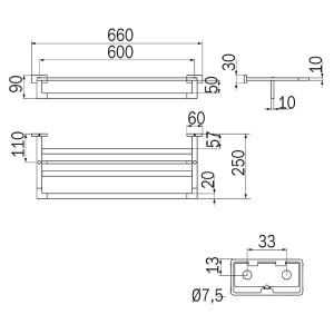 Porta teli con porta salviette 66 cm Lea cromo - Inda 2