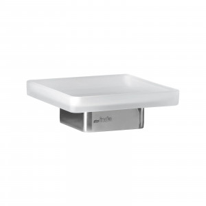 Porta sapone da appoggio con bacinella in vetro satinato Lea cromo - I