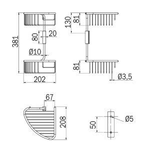 Cestino portaoggetti doppio angolare 39 cm Hotellerie cromo - Inda 2
