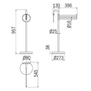 Piantana con 4 porta salviette Colorella ottone cromato - Inda 2