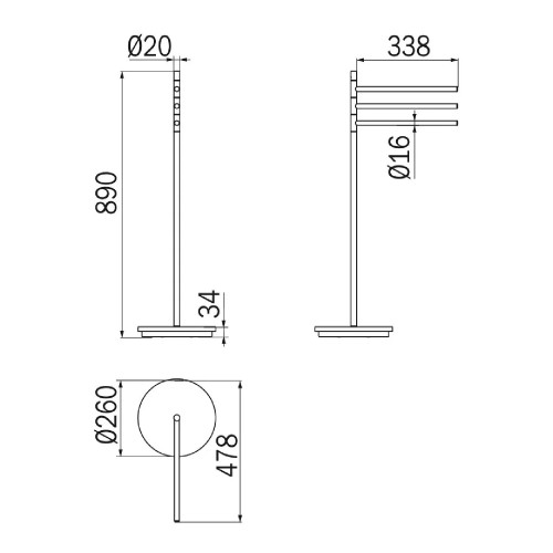Piantana con 3 porta salviette Club cromo – Inda