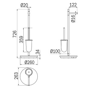 Piantana con porta rotolo e porta scopino cromo lucido - Inda 2