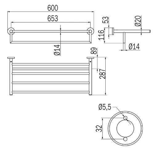 Porta teli con porta salviette Gealuna 60 cm cromo - Inda