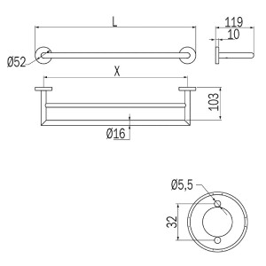 Porta salviette doppio Gealuna 45 cm cromo - Inda 2