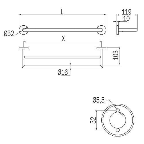 Porta salviette doppio Gealuna 45 cm cromo - Inda