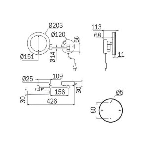 Specchio ingranditore a parete con doppio braccio snodato My Mirror cr 2