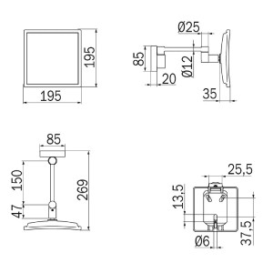 Specchio ingranditore a parete con braccio snodato My Mirror 20 cm cro 2
