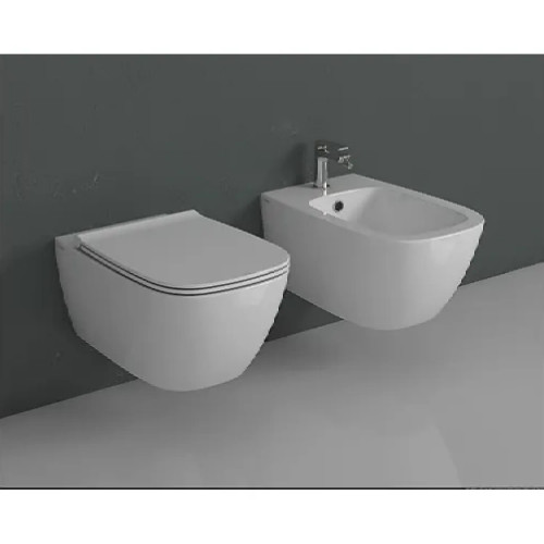 Coprivaso Genesis con chiusura rallentata bianco lucido Ceramica Globo