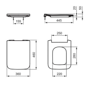 Coprivaso Slim Blend Cube bianco lucido a chiusura rallentata - Ideal 2