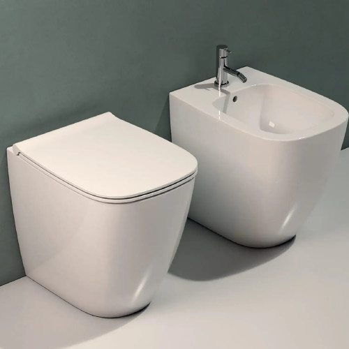 Bidet a terra filo muro Genesis 50x36 cm bianco lucido - Globo | Megli
