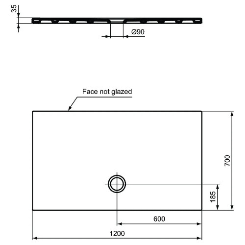 Piatto doccia ultrasottile 120x70 cm Strada bianco lucido - Ideal Stan